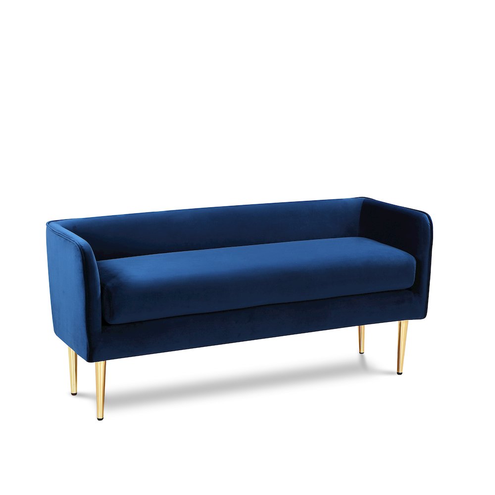 Audrey Navy Velvet Bench. Picture 1