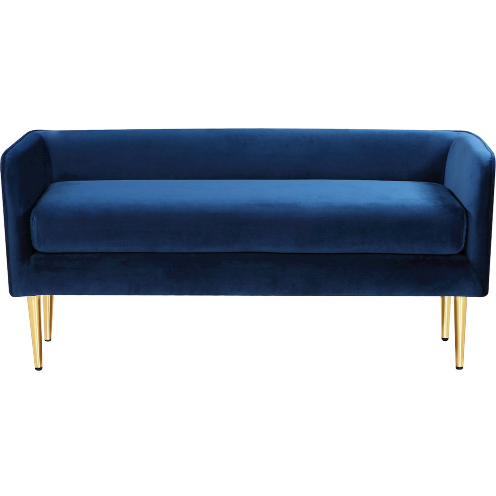 Audrey Navy Velvet Bench. Picture 3