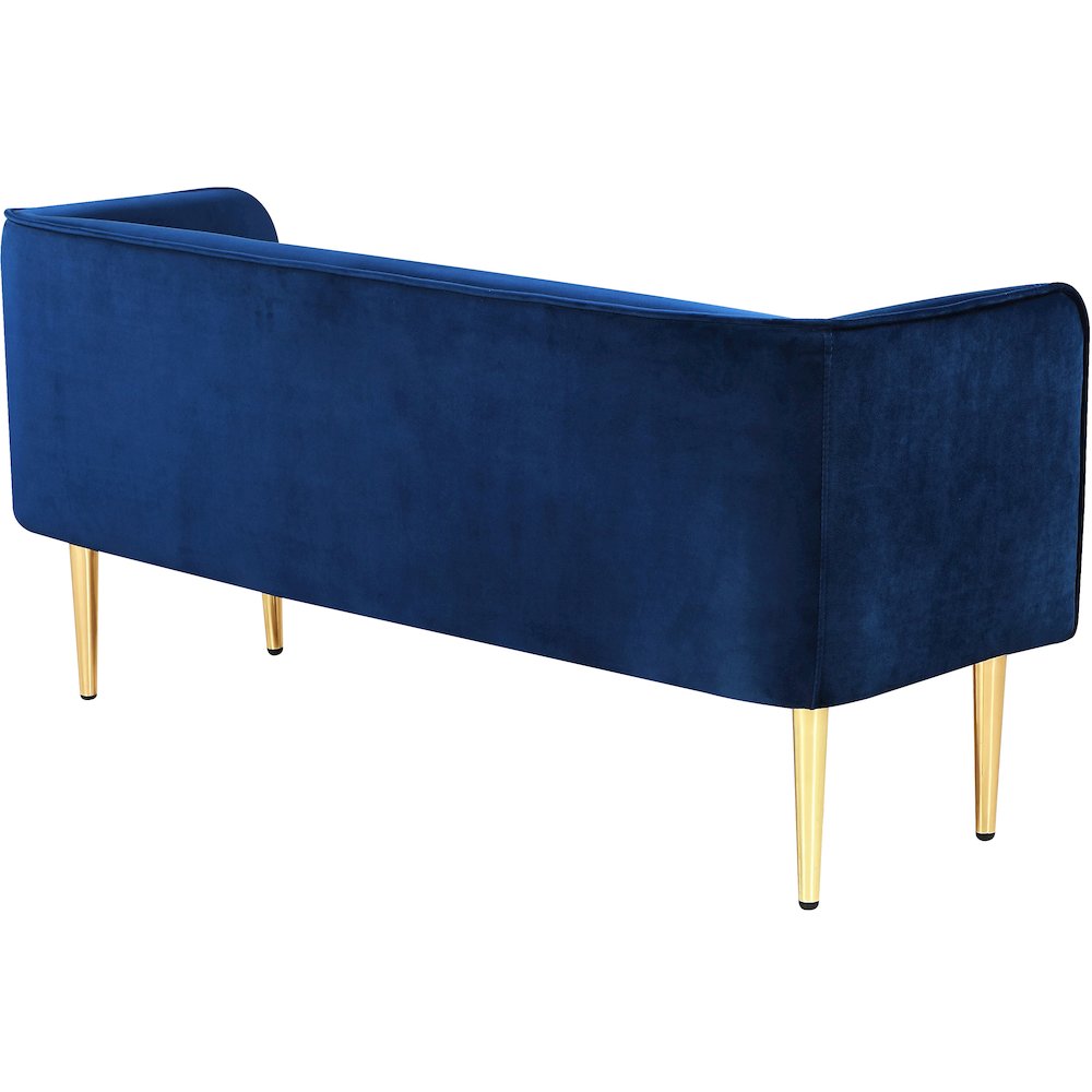 Audrey Navy Velvet Bench. Picture 4