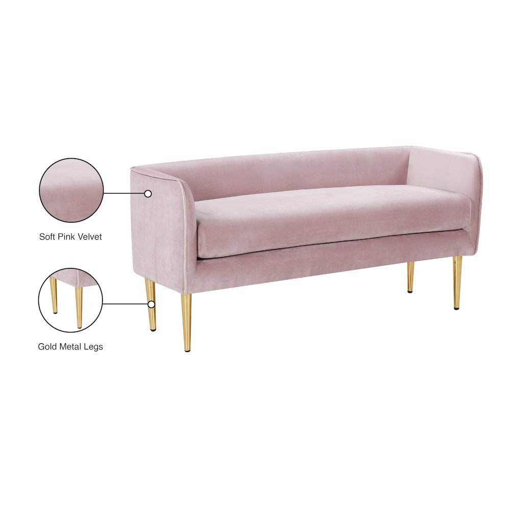 Audrey Pink Velvet Bench. Picture 6