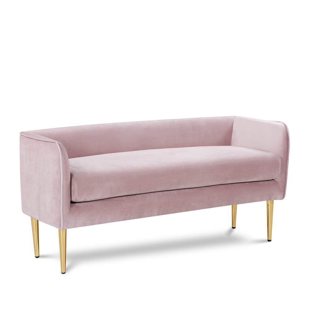 Audrey Pink Velvet Bench. Picture 1