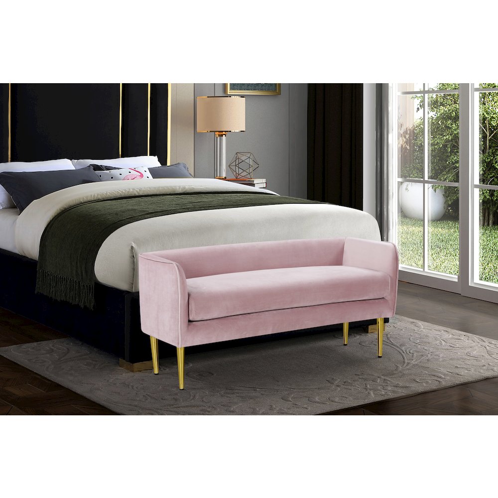 Audrey Pink Velvet Bench. Picture 2