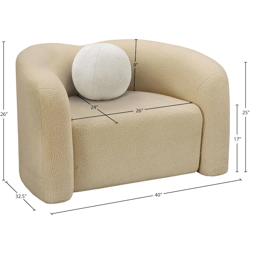 Kali Beige Faux Shearling Teddy Fabric Chair. Picture 14