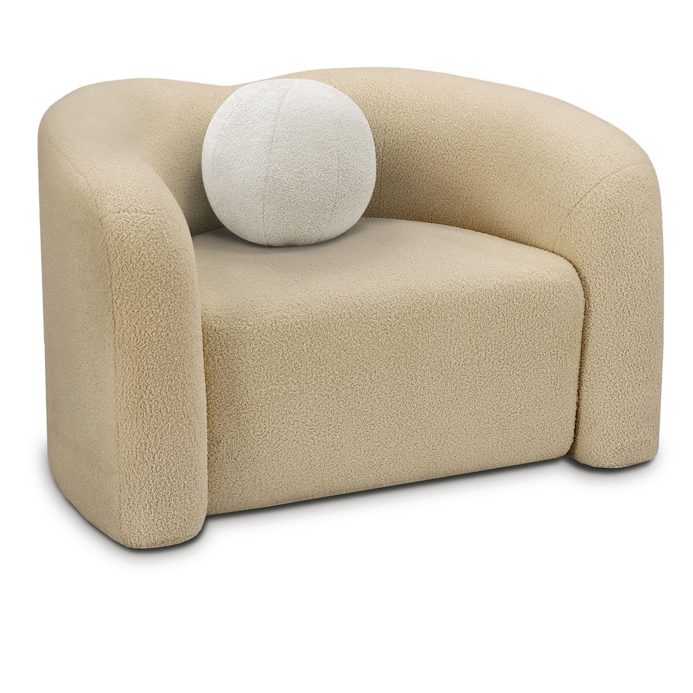 Kali Beige Faux Shearling Teddy Fabric Chair. Picture 1