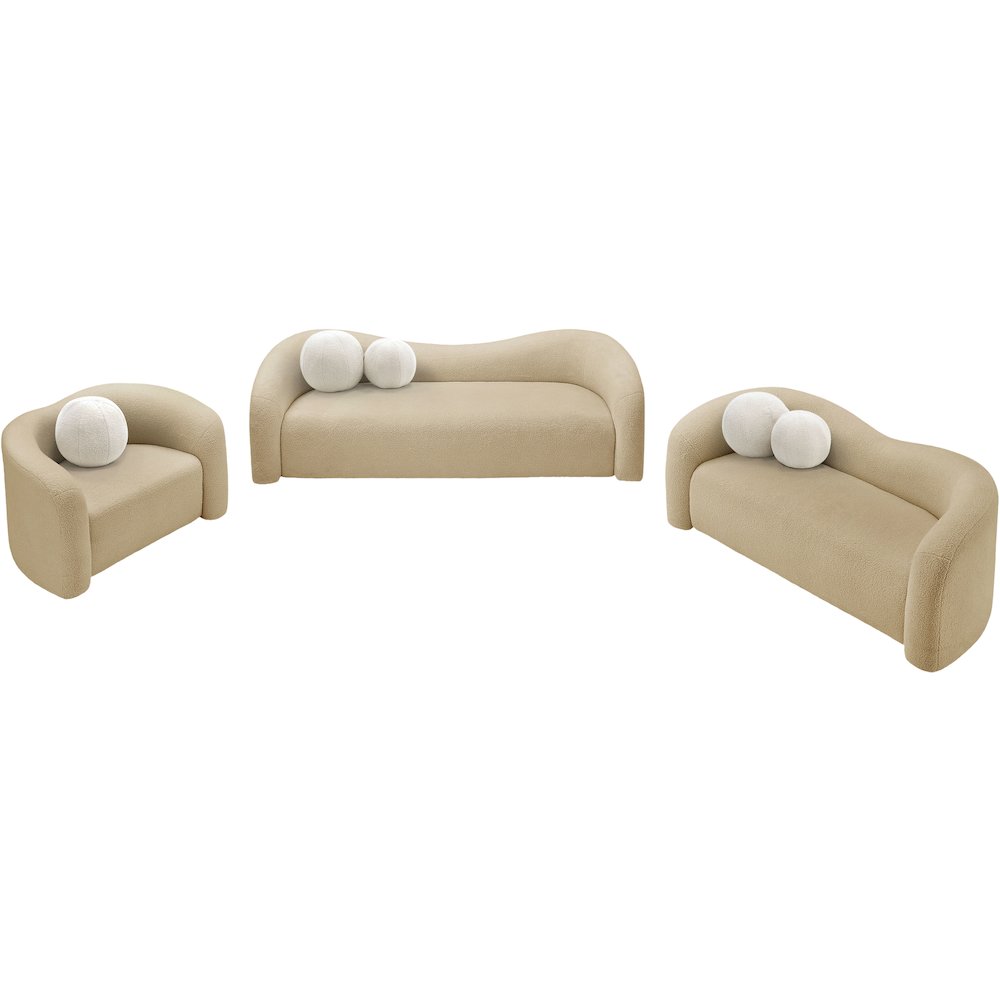 Kali Beige Faux Shearling Teddy Fabric Chair. Picture 13