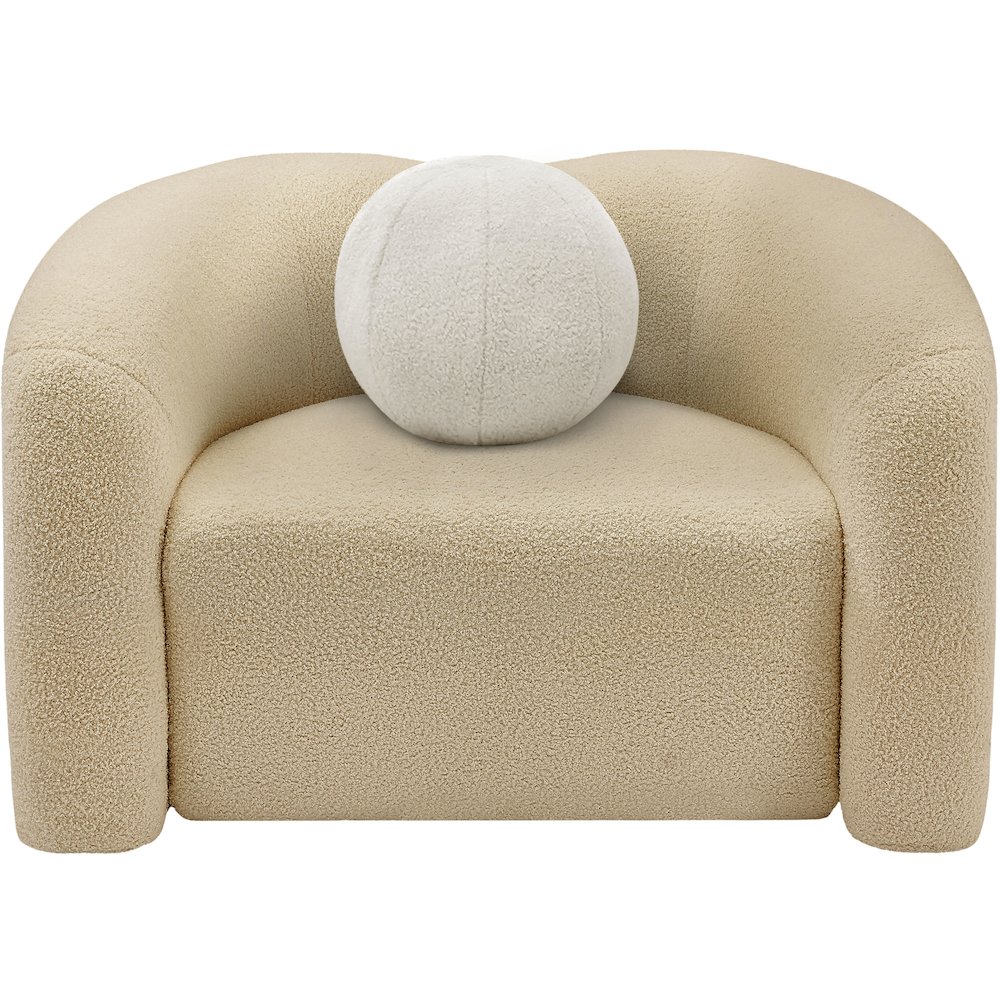 Kali Beige Faux Shearling Teddy Fabric Chair. Picture 4
