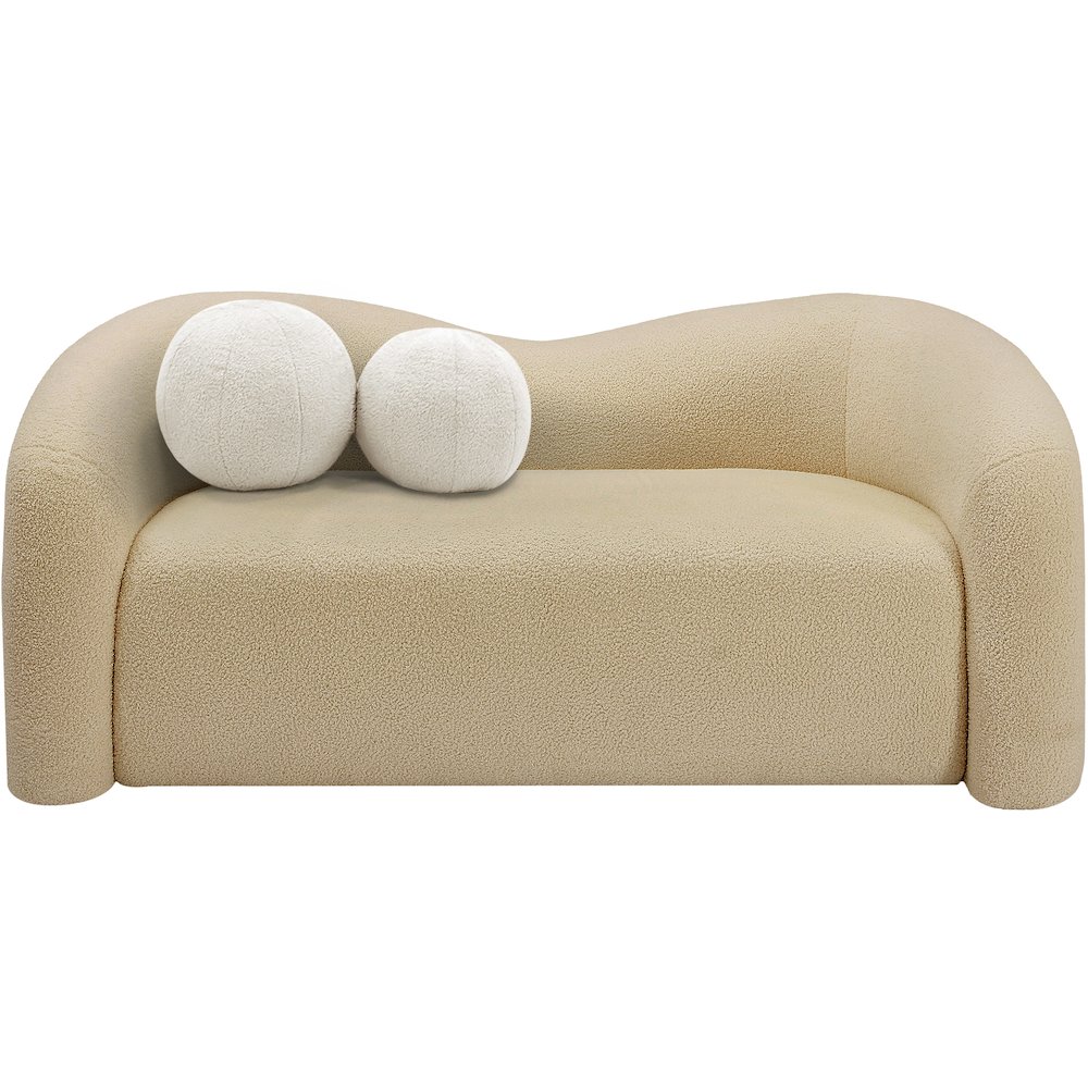 Kali Beige Faux Shearling Teddy Fabric Loveseat. Picture 4