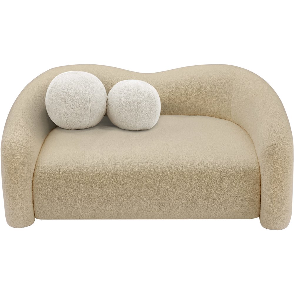Kali Beige Faux Shearling Teddy Fabric Loveseat. Picture 5
