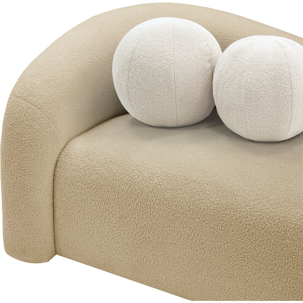 Kali Beige Faux Shearling Teddy Fabric Loveseat. Picture 8