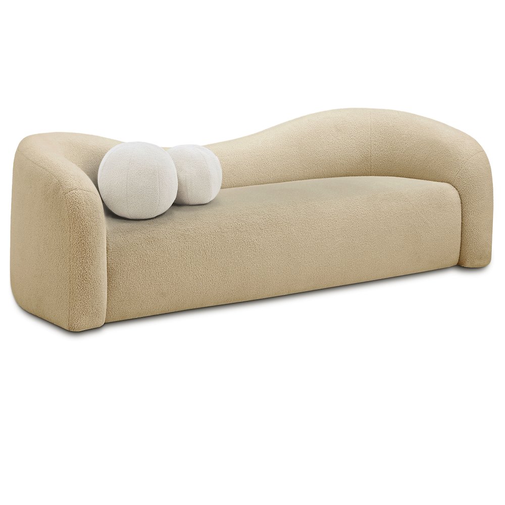 Kali Beige Faux Shearling Teddy Fabric Sofa. Picture 1