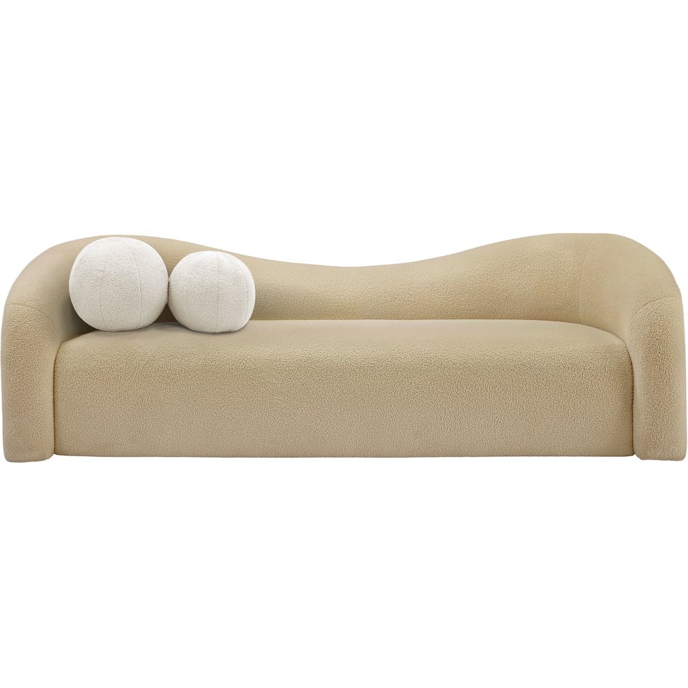Kali Beige Faux Shearling Teddy Fabric Sofa. Picture 4