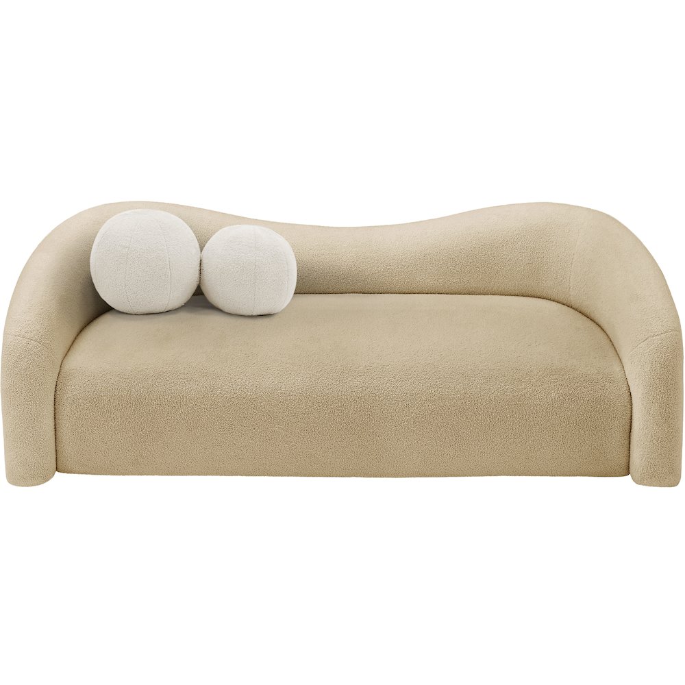 Kali Beige Faux Shearling Teddy Fabric Sofa. Picture 5