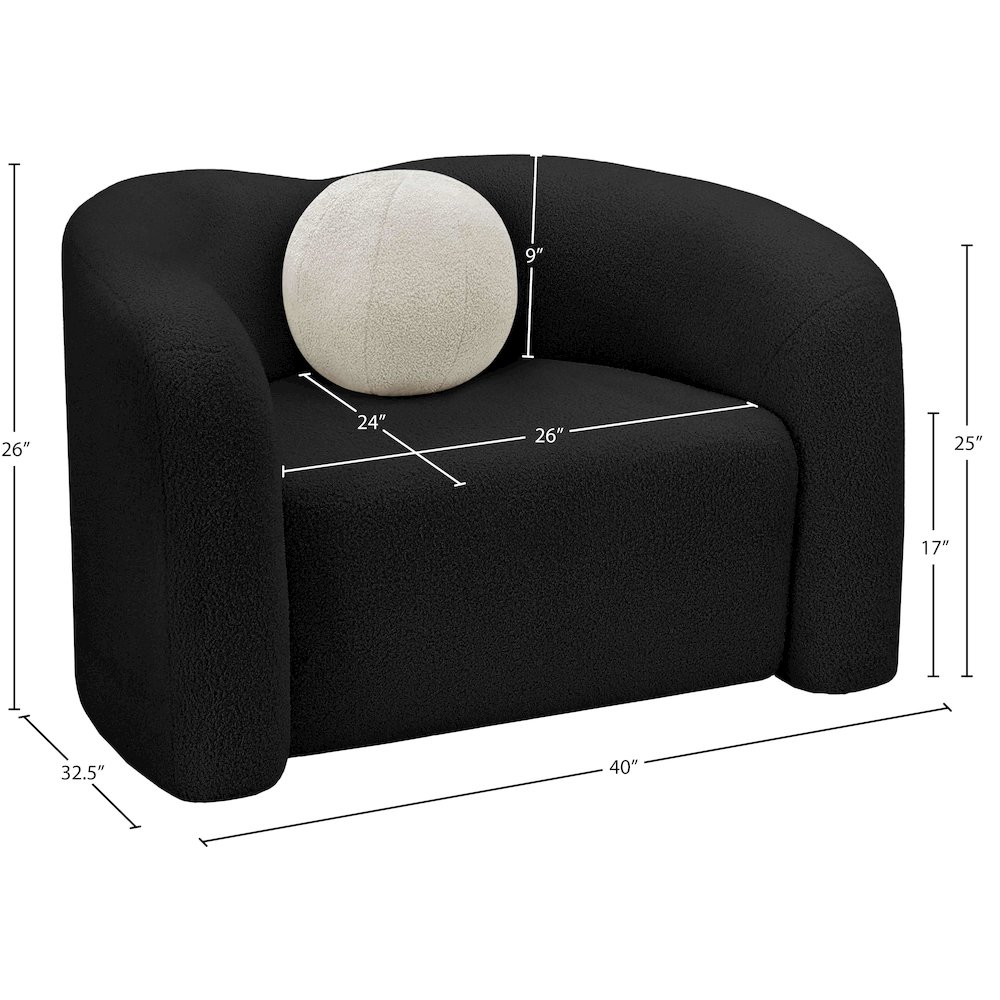 Kali Black Faux Shearling Teddy Fabric Chair. Picture 14