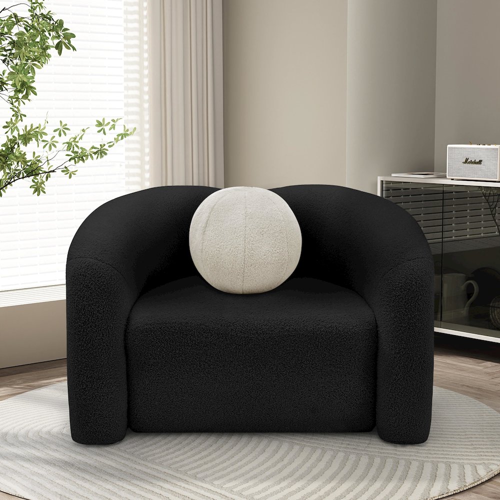Kali Black Faux Shearling Teddy Fabric Chair. Picture 2
