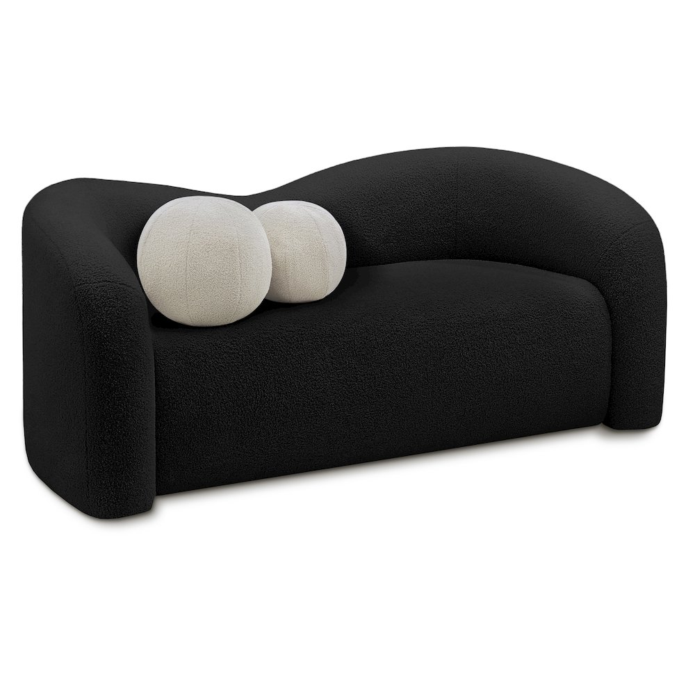 Kali Black Faux Shearling Teddy Fabric Loveseat. Picture 1