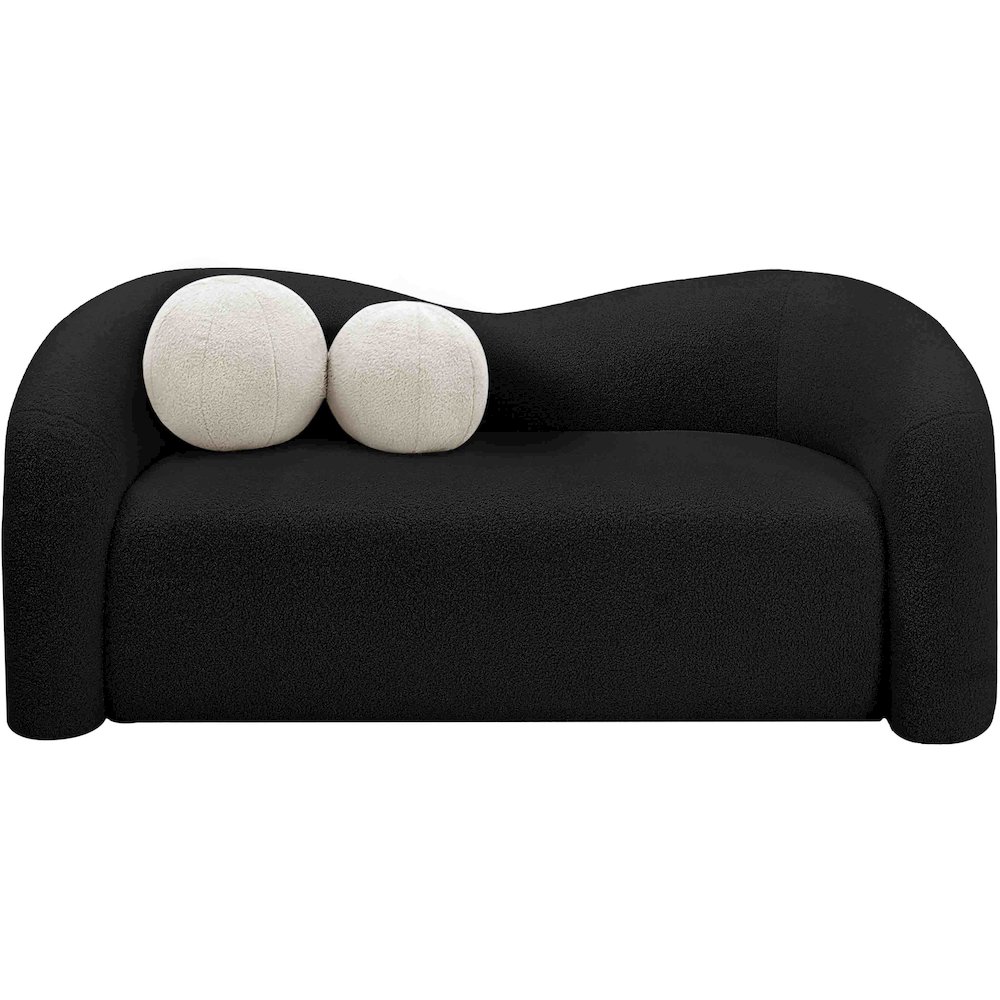 Kali Black Faux Shearling Teddy Fabric Loveseat. Picture 4