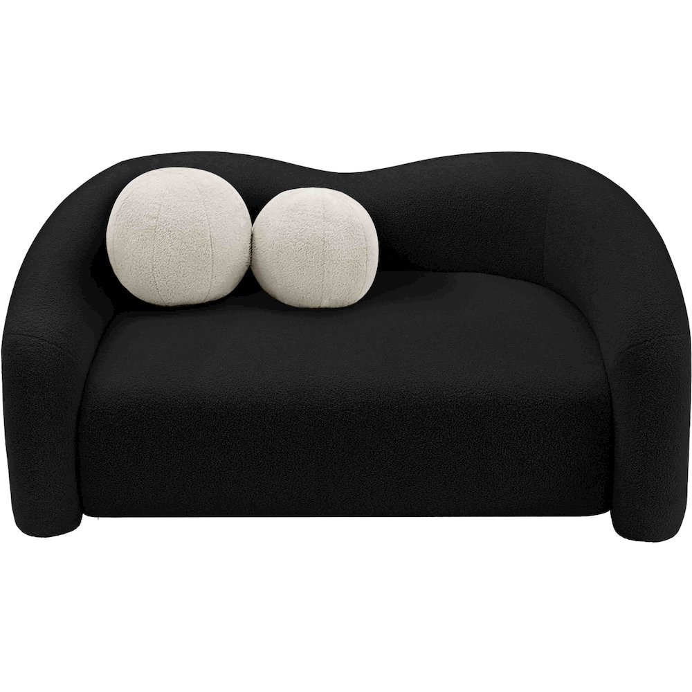 Kali Black Faux Shearling Teddy Fabric Loveseat. Picture 5