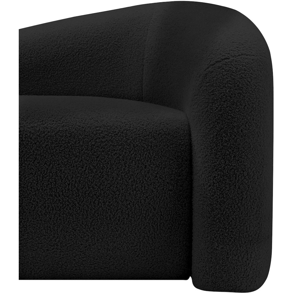 Kali Black Faux Shearling Teddy Fabric Loveseat. Picture 9