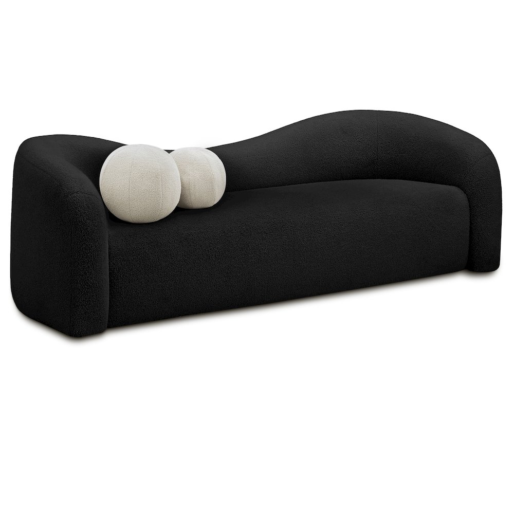Kali Black Faux Shearling Teddy Fabric Sofa. Picture 1