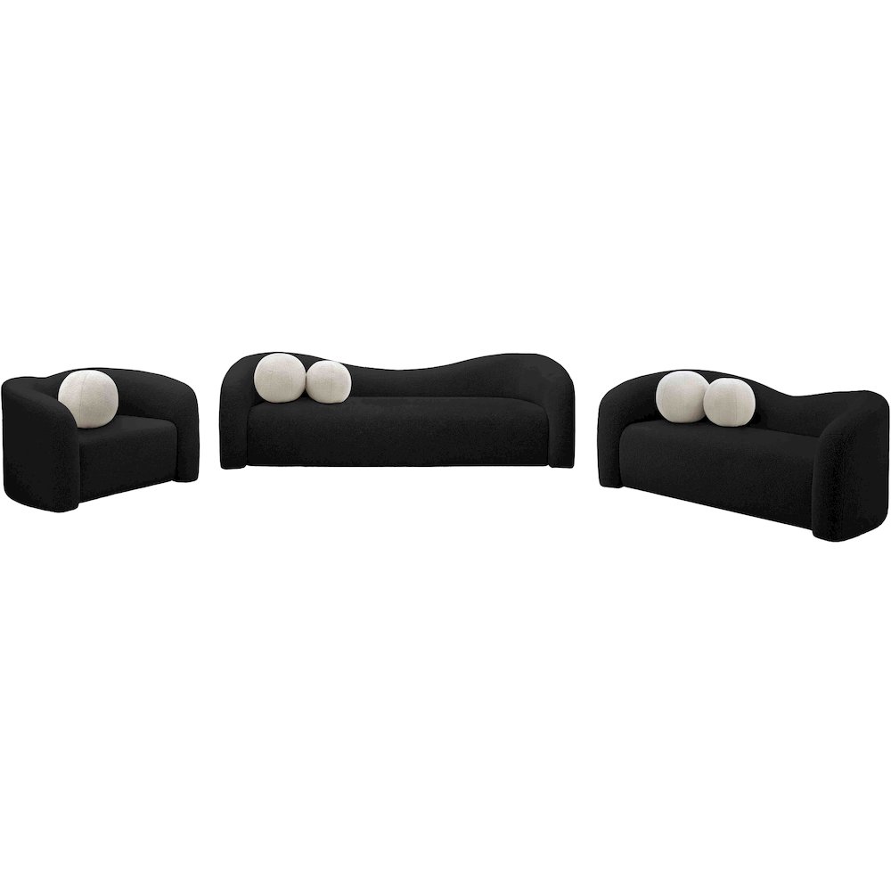 Kali Black Faux Shearling Teddy Fabric Sofa. Picture 12