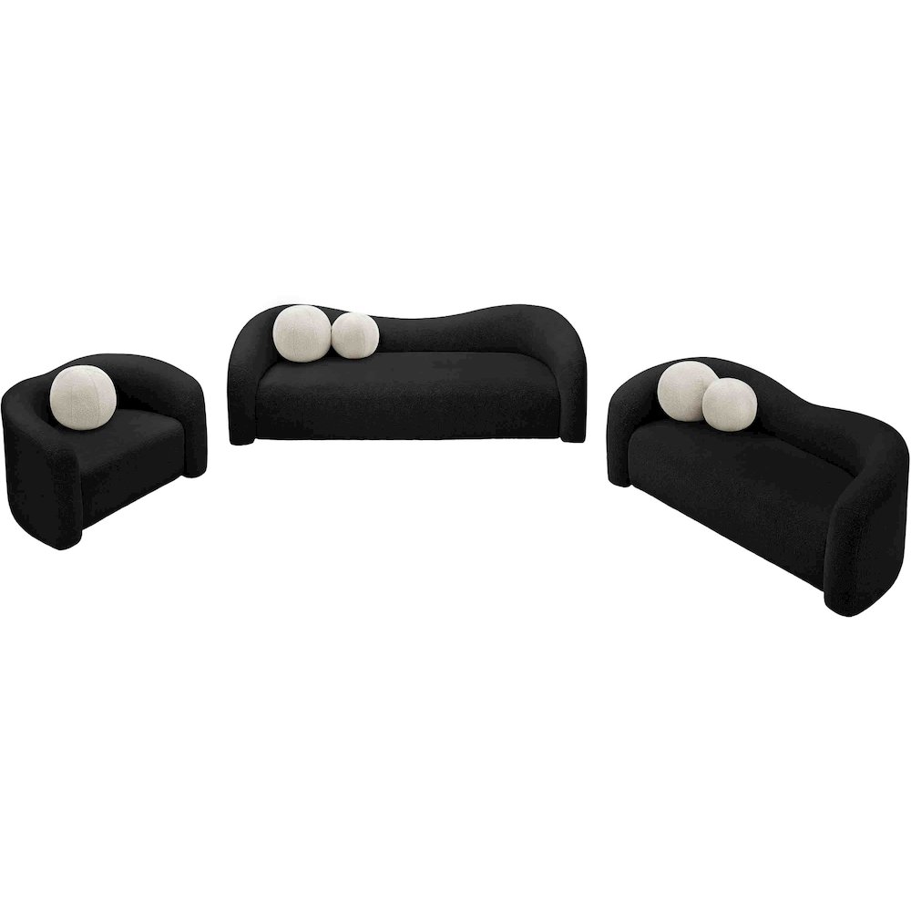 Kali Black Faux Shearling Teddy Fabric Sofa. Picture 13