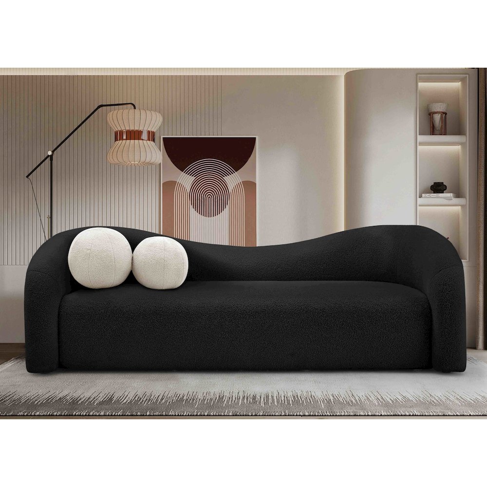 Kali Black Faux Shearling Teddy Fabric Sofa. Picture 2
