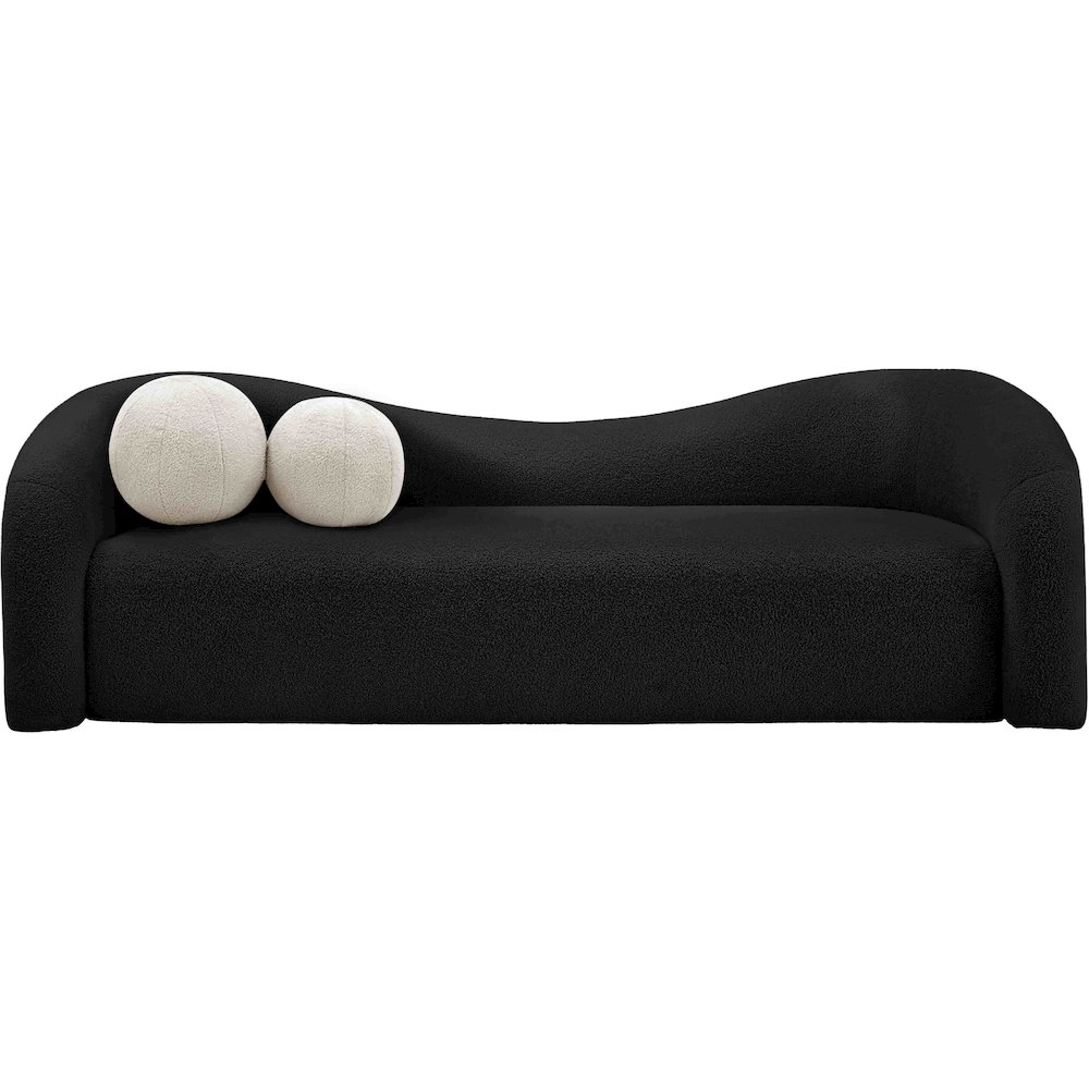 Kali Black Faux Shearling Teddy Fabric Sofa. Picture 4
