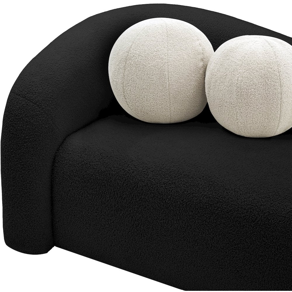 Kali Black Faux Shearling Teddy Fabric Sofa. Picture 8
