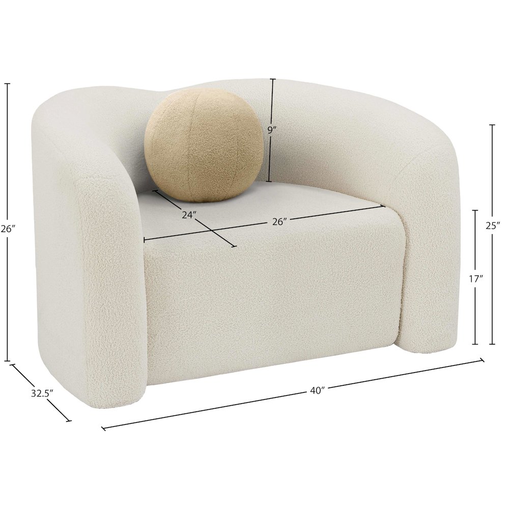 Kali Cream Faux Shearling Teddy Fabric Chair. Picture 14