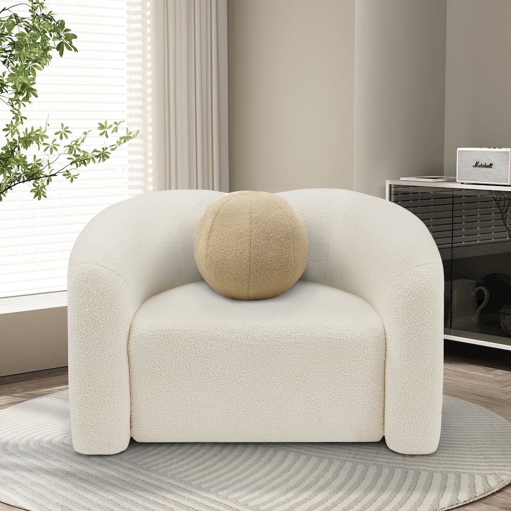 Kali Cream Faux Shearling Teddy Fabric Chair. Picture 2