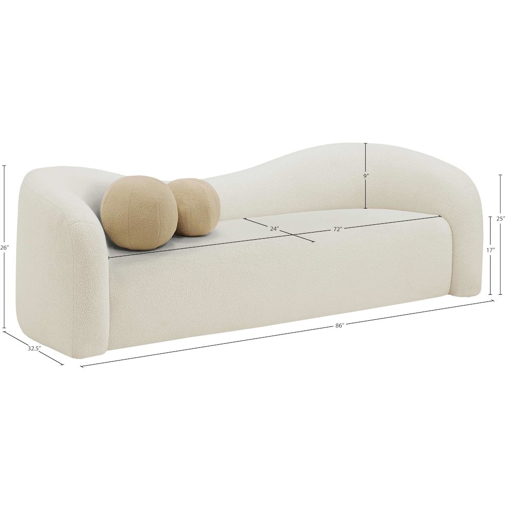Kali Cream Faux Shearling Teddy Fabric Sofa. Picture 14