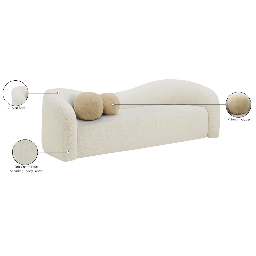 Kali Cream Faux Shearling Teddy Fabric Sofa. Picture 15