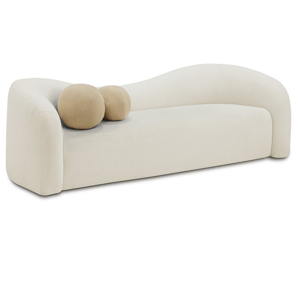 Kali Cream Faux Shearling Teddy Fabric Sofa. Picture 1