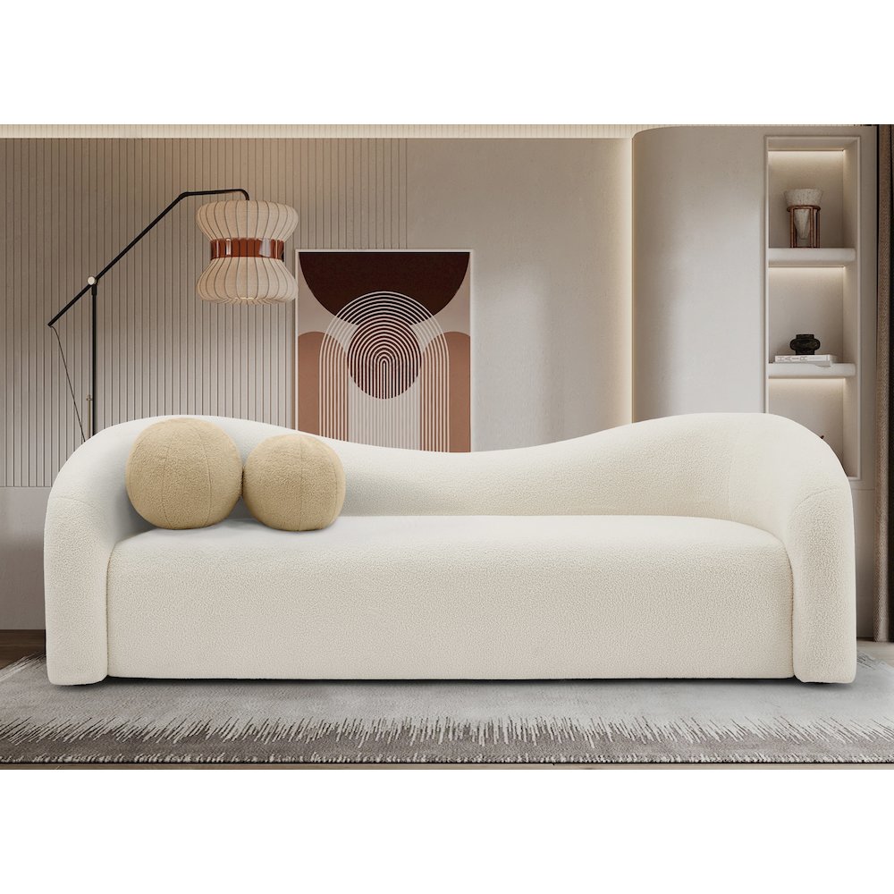 Kali Cream Faux Shearling Teddy Fabric Sofa. Picture 2