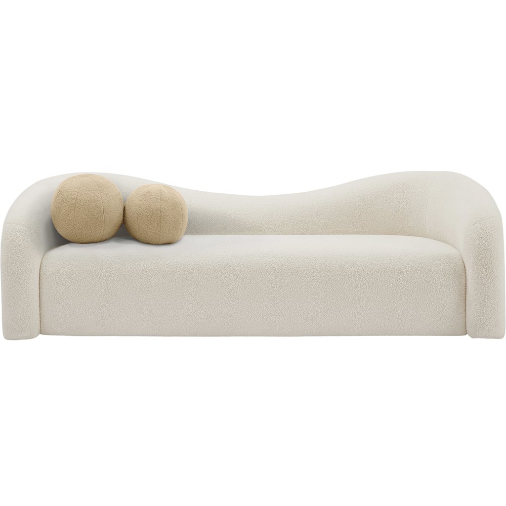 Kali Cream Faux Shearling Teddy Fabric Sofa. Picture 4