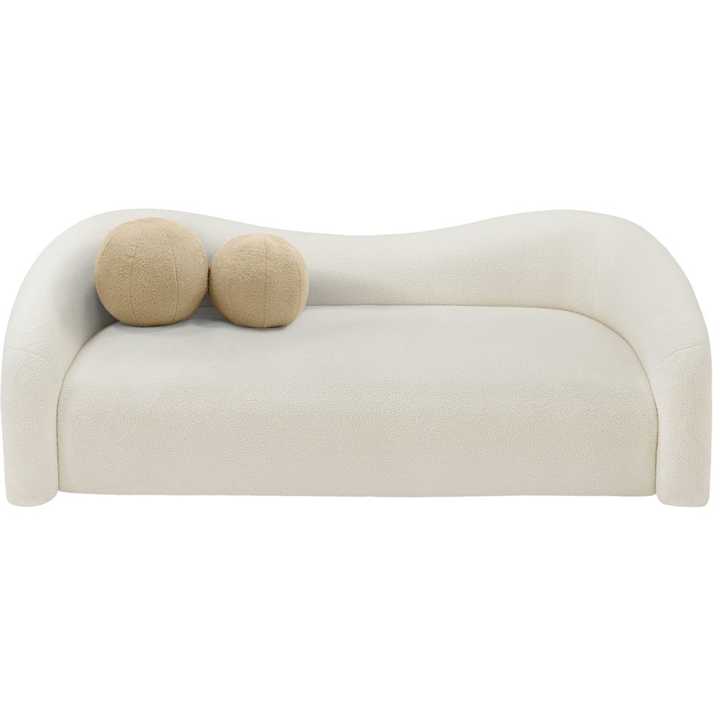 Kali Cream Faux Shearling Teddy Fabric Sofa. Picture 5