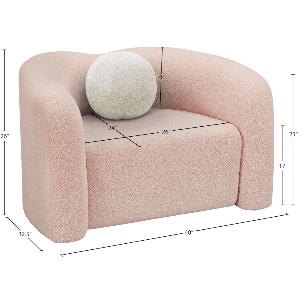 Kali Pink Faux Shearling Teddy Fabric Chair. Picture 14