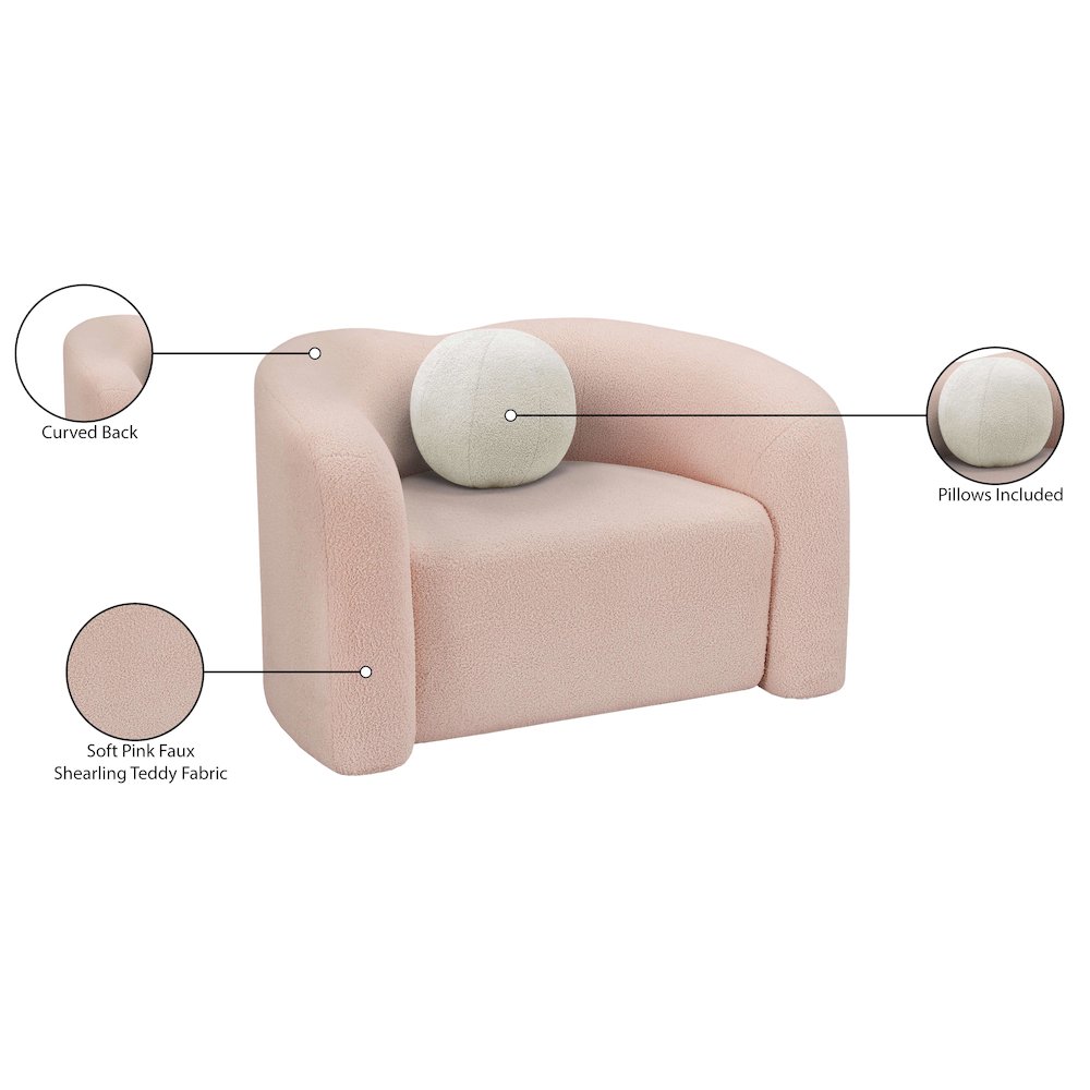 Kali Pink Faux Shearling Teddy Fabric Chair. Picture 15