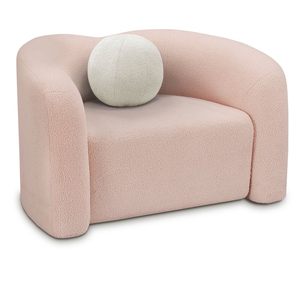 Kali Pink Faux Shearling Teddy Fabric Chair. Picture 1