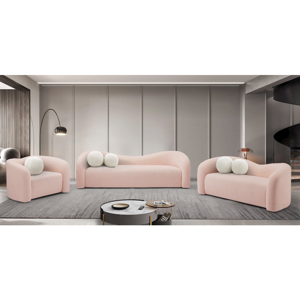 Kali Pink Faux Shearling Teddy Fabric Chair. Picture 11