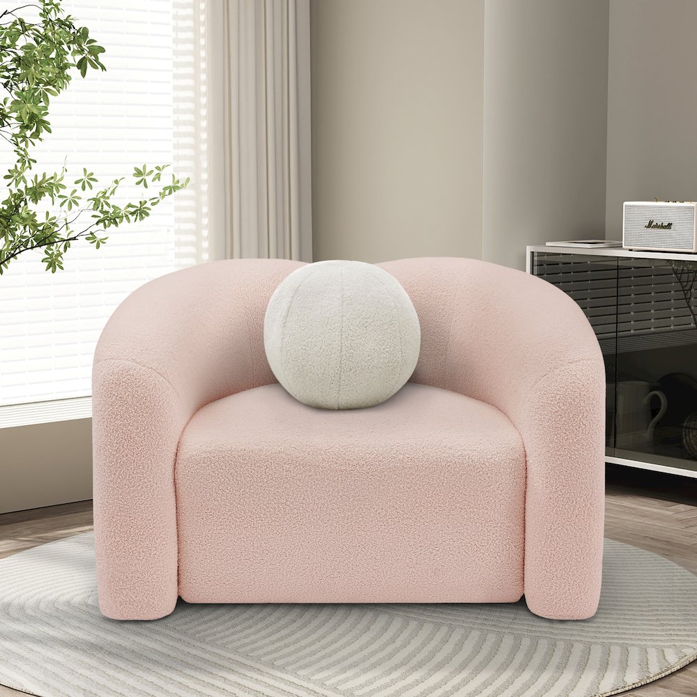 Kali Pink Faux Shearling Teddy Fabric Chair. Picture 2