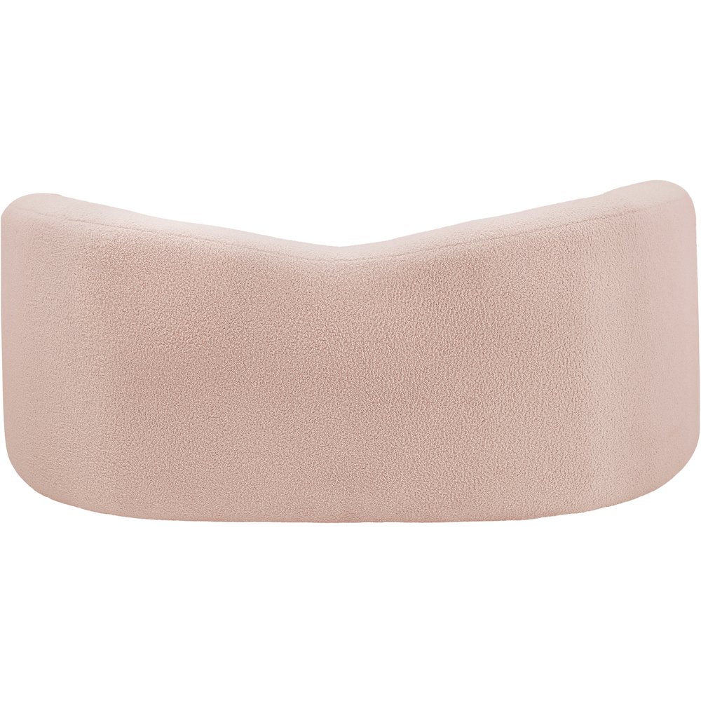 Kali Pink Faux Shearling Teddy Fabric Loveseat. Picture 3