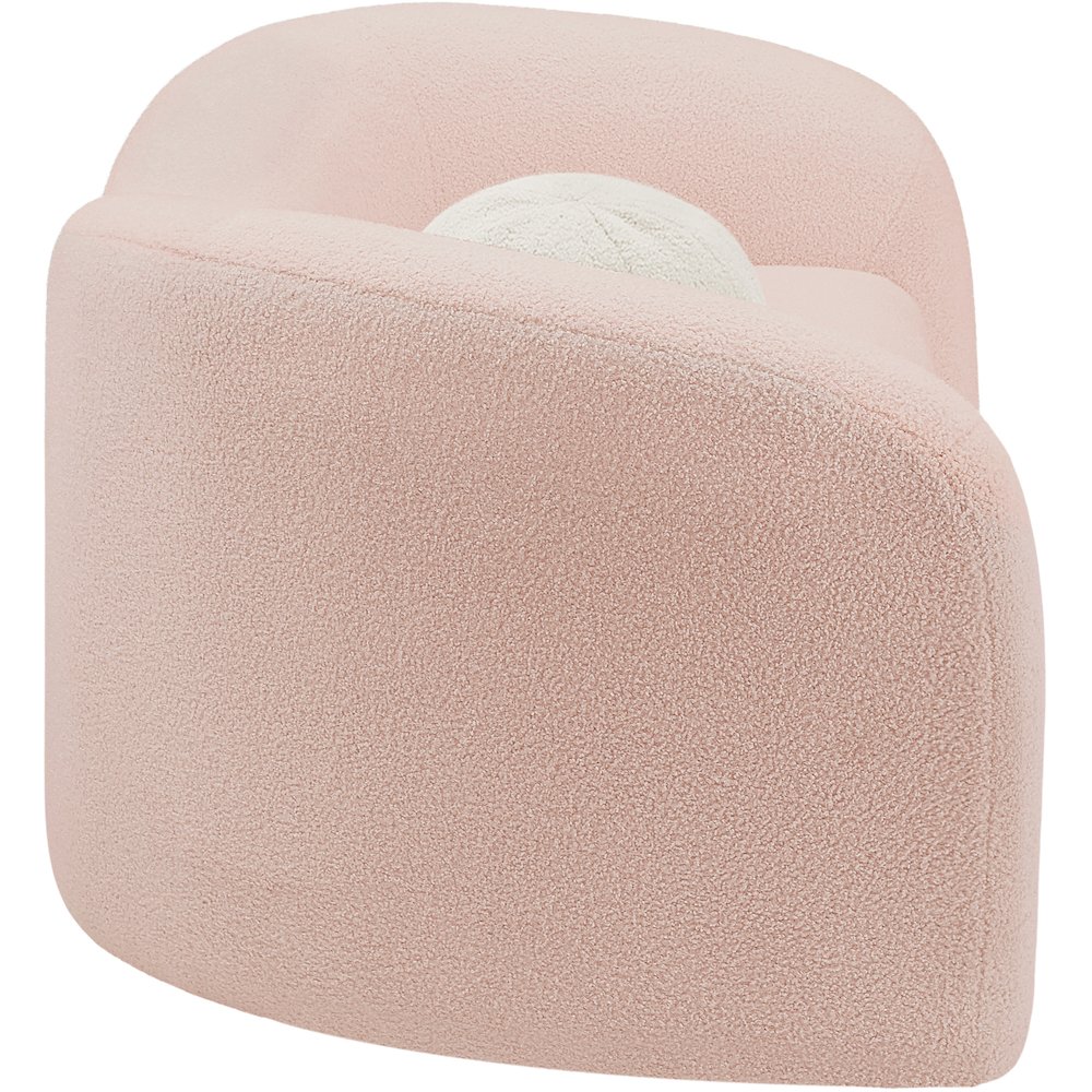 Kali Pink Faux Shearling Teddy Fabric Loveseat. Picture 6