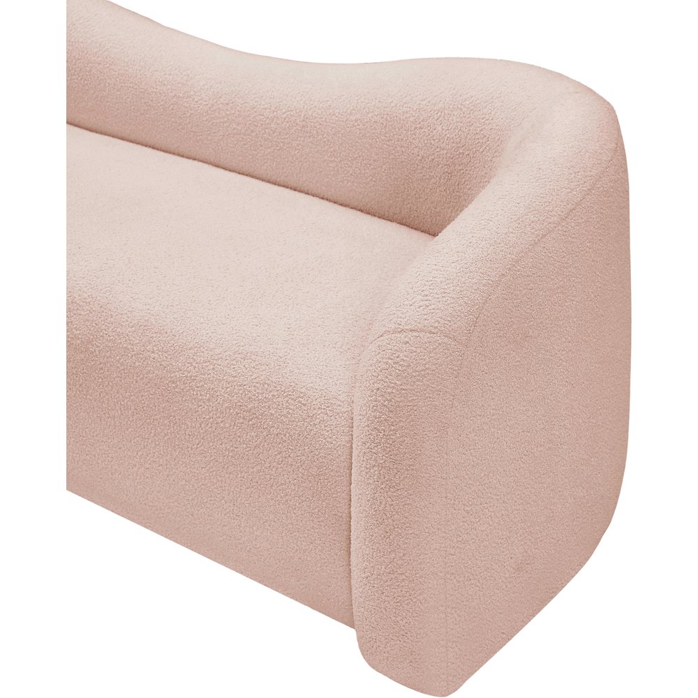 Kali Pink Faux Shearling Teddy Fabric Loveseat. Picture 7