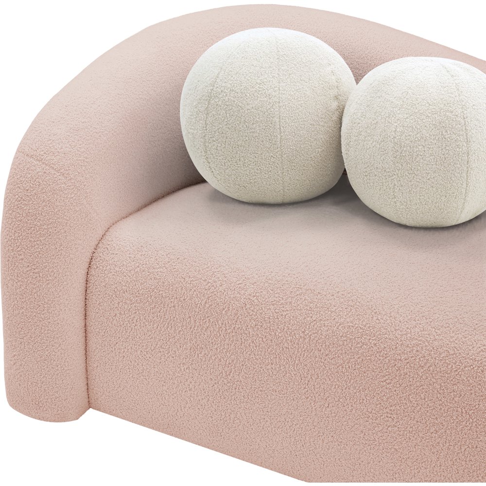 Kali Pink Faux Shearling Teddy Fabric Loveseat. Picture 8