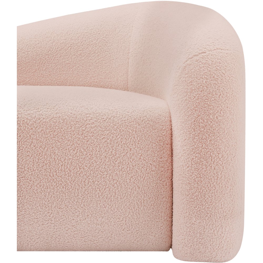 Kali Pink Faux Shearling Teddy Fabric Loveseat. Picture 9