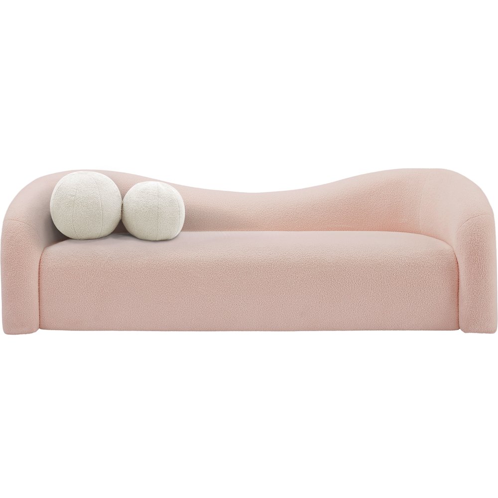 Kali Pink Faux Shearling Teddy Fabric Sofa. Picture 4