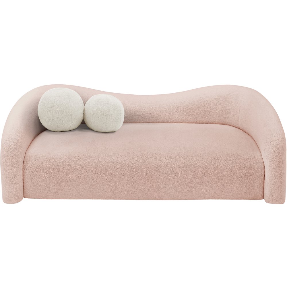 Kali Pink Faux Shearling Teddy Fabric Sofa. Picture 5