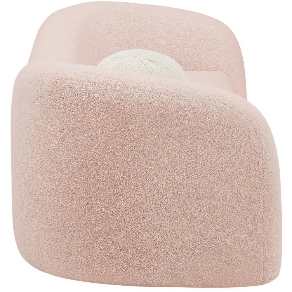 Kali Pink Faux Shearling Teddy Fabric Sofa. Picture 6