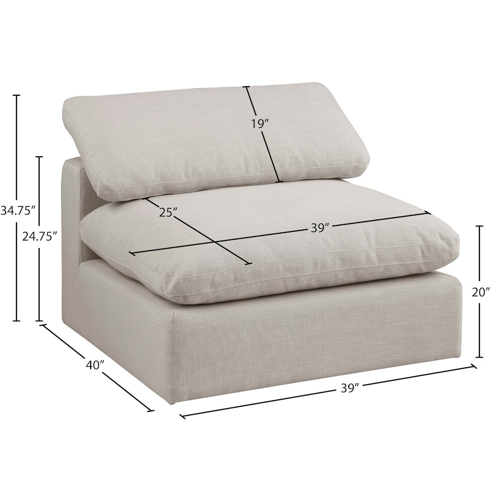 Comfy Beige Linen Textured Fabric Modular Armless Chair. Picture 9